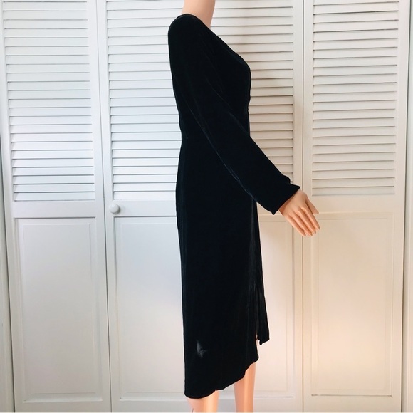 New FOR LOVE & LEMONS Collette Black Velvet Midi Dress Size Large - Picture 4 of 10